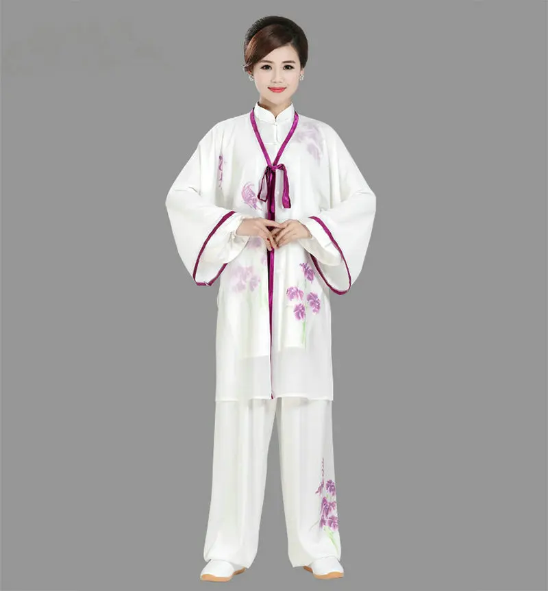 Женские костюмы из искусственного шёлка Tai Chi Kung Fu с рисунком Taiji Wushu комплект трех