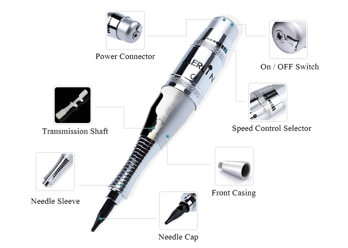 Татуаж машина поворотный косметический набор с педалью пистолет для татуировки 1