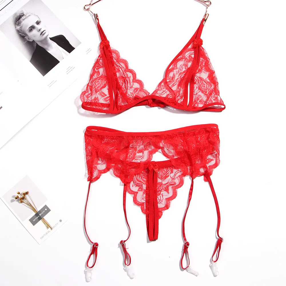 Комплект сексуального нижнего белья из 4 предметов соблазнительный кружевной