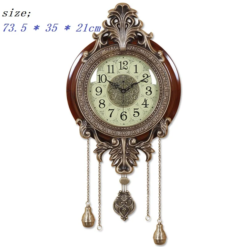 large clock Meijswxj большие настенные часы Saat Reloj Relogio de parede Европейский стиль часы Duvar Saati Horloge Murale деревянные немой часы с маятником - Цвет: large clock