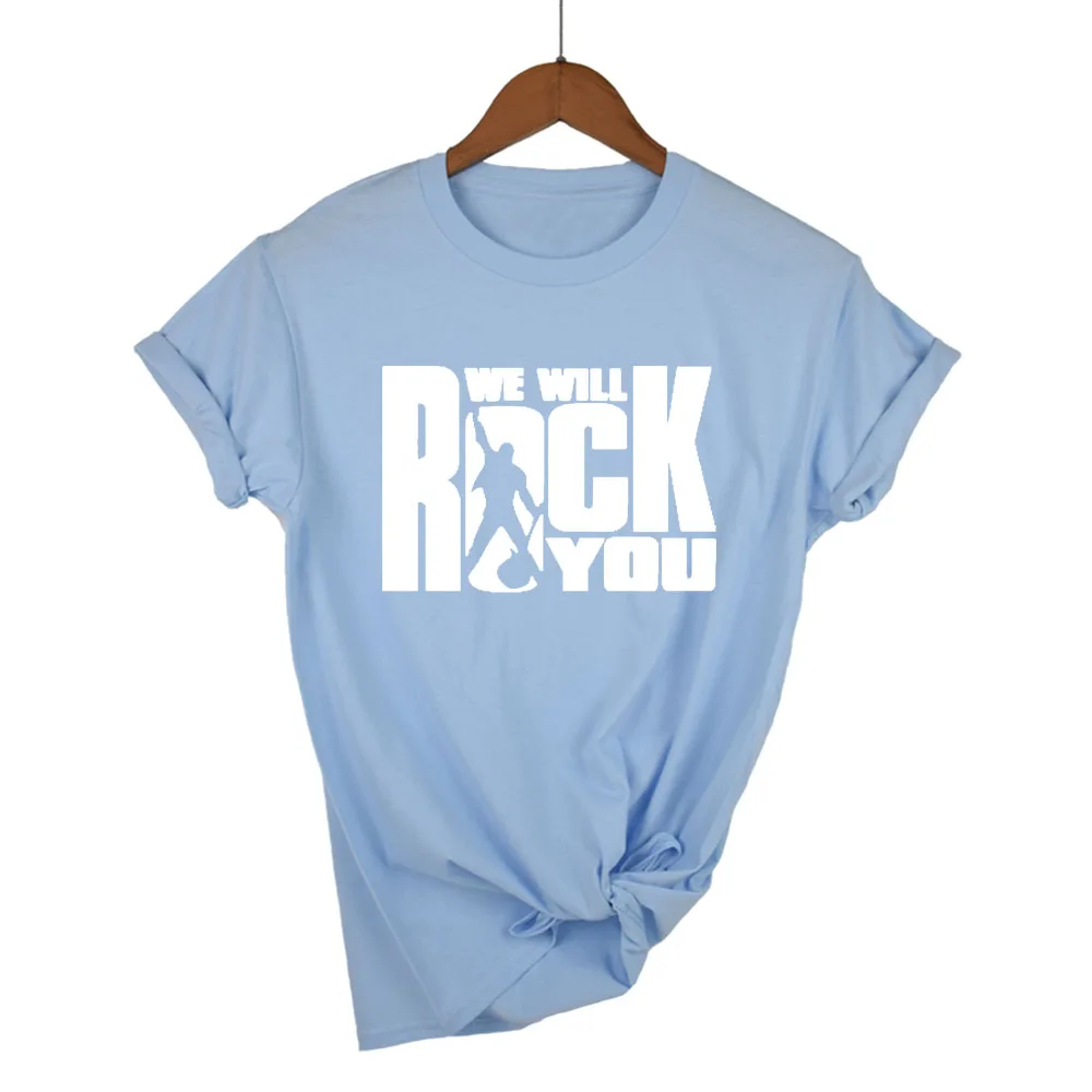 We Will Rock You Женская Футболка Летний стиль королева рок группа футболка короткий