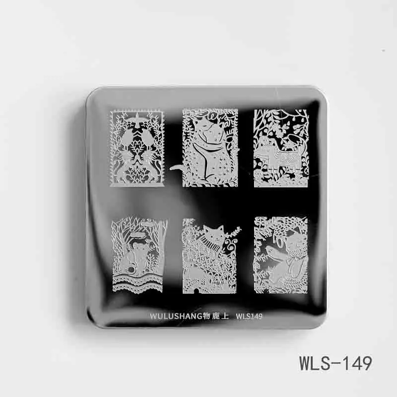 WLS149 Квадратный дизайн ногтей штамп шаблон Геометрические линии рисунок кружева цветок Изображение Шаблон печатная пластина для маникюра трафарет 6 см - Color: WLS149