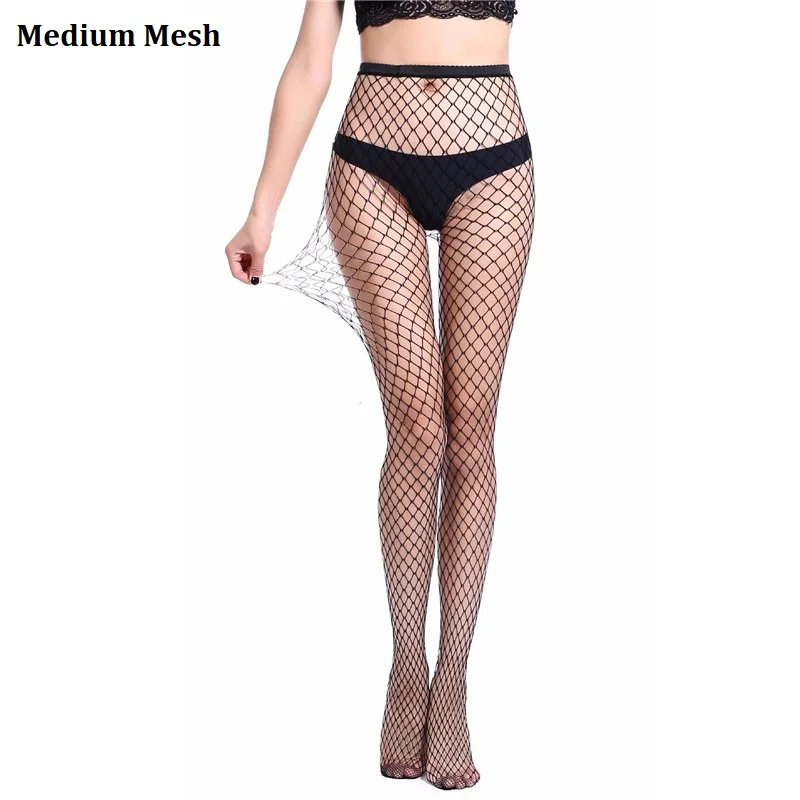 Medium Mesh Черные женские колготки в сетку, сексуальные женские чулки, колготки в сетку чулки, Клубные, вечерние, в сеточку, Чулочные изделия, Calcetines collant femme - Цвет: Medium Mesh