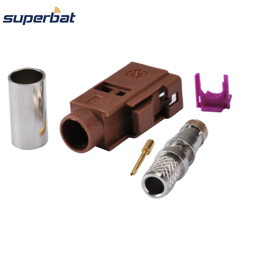 Superbat 10 шт. Fakra обжимной разъем коричневый TV2 RF для коаксиального кабеля LMR195
