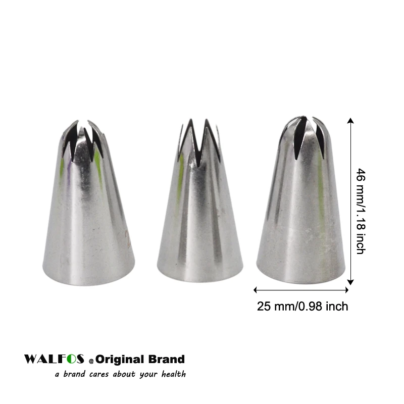 WALFOS 3PCS 3 шт., большой размер, кремовый торт, глазурь, трубопровод, русские насадки, Кондитерские советы, помадка, украшение торта, кончик, инструменты для выпечки торта - Цвет: WALFOS 3PCS