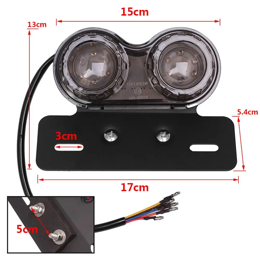 Retro Motorcycle LED Twin Dual Tail Turn Signal Brake Stop Light License Plate For ATVs Dirt Bike Custom Chopper Cruiser Buggy |
