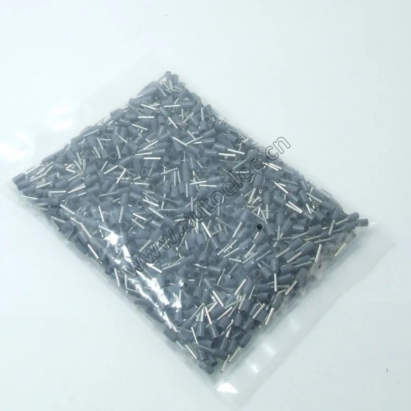 gray 1000 шт. E1006 Ferrule Шнур Конец Терминал AWG18 1mm2 Медь латунной проволоки Медь изолированные обжимные контактный разъем tubeterminals - Цвет: gray
