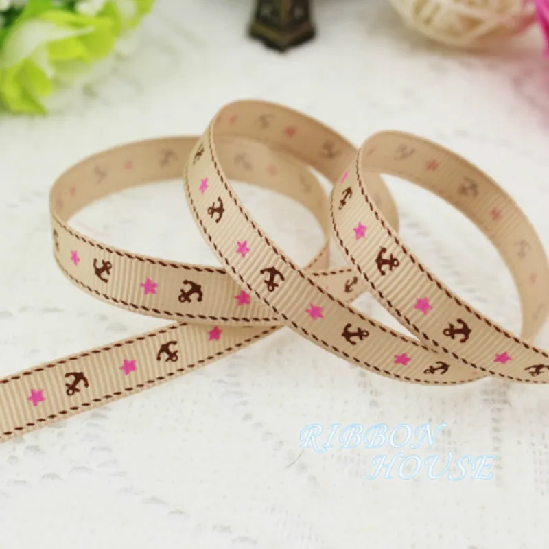 2 M Printed Grosgrain Ribbon Navy Sea Anchor Series 9mm Gift Wrap Crafts Packing Belt DIY Sewing &ampHair Bow Accessories | Дом и сад