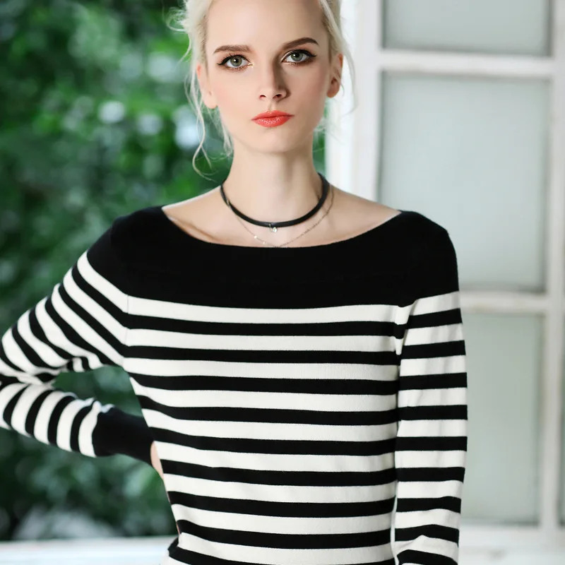 

Russia famous slash neck soft pullover sweater office lady style