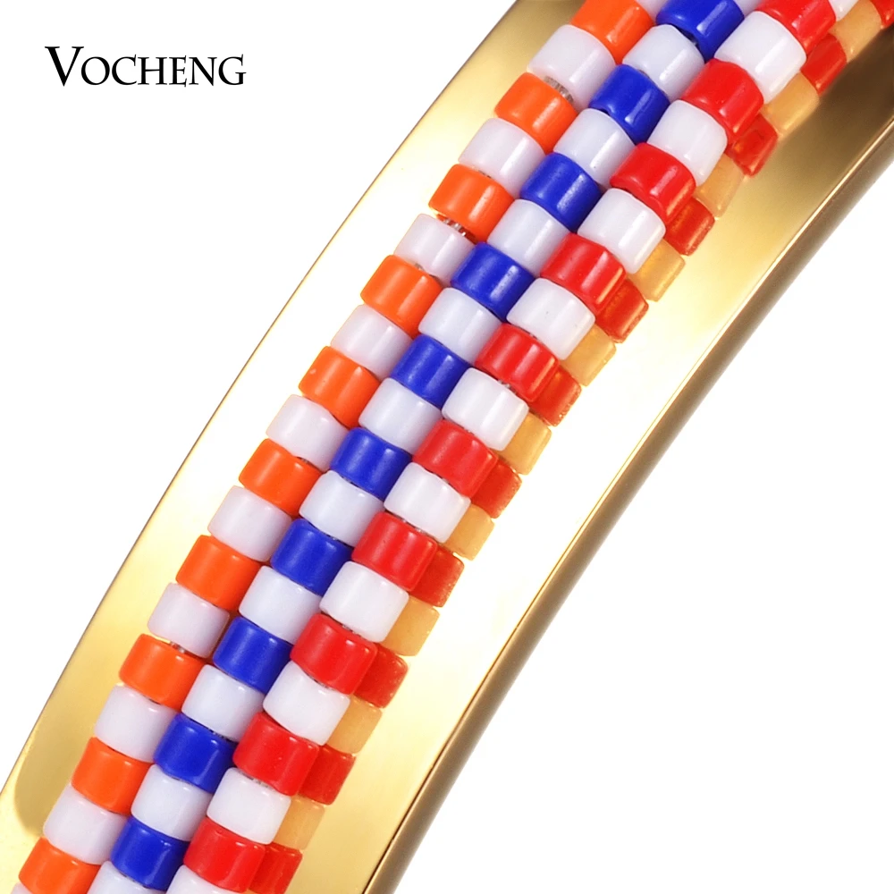 

10pcs/lot Stainless Steel Bangle Seed Bead Cuff Bangle Bracelet Female Handmade Jewelry 3 Colors M-008*10