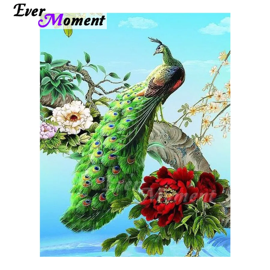 

Алмазная 5D картина с павлиньими ветвями Ever Instant, украшение ручной работы, полная квадратная мозаика для вышивки стразами 3F1512