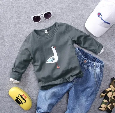 only t shirt Новинка года, Весенняя свободная футболка с круглым вырезом для мальчиков Модная стильная футболка с длинными рукавами для мальчиков Одежда для детей - Цвет: only t shirt