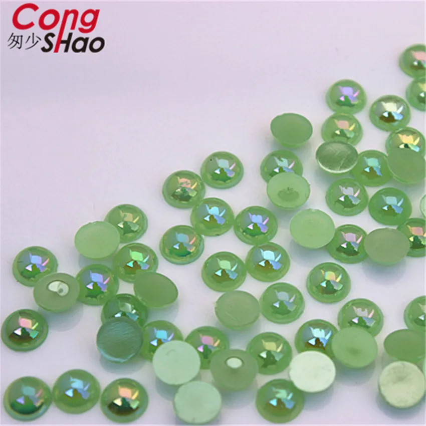 Cong Shao, 300 шт, 6 мм, AB, цветные, сделай сам, 3D, для маникюра, Типсы, круглые акриловые стразы, плоские с оборота, не исправляют ногти, ремесло, украшение ZZ588