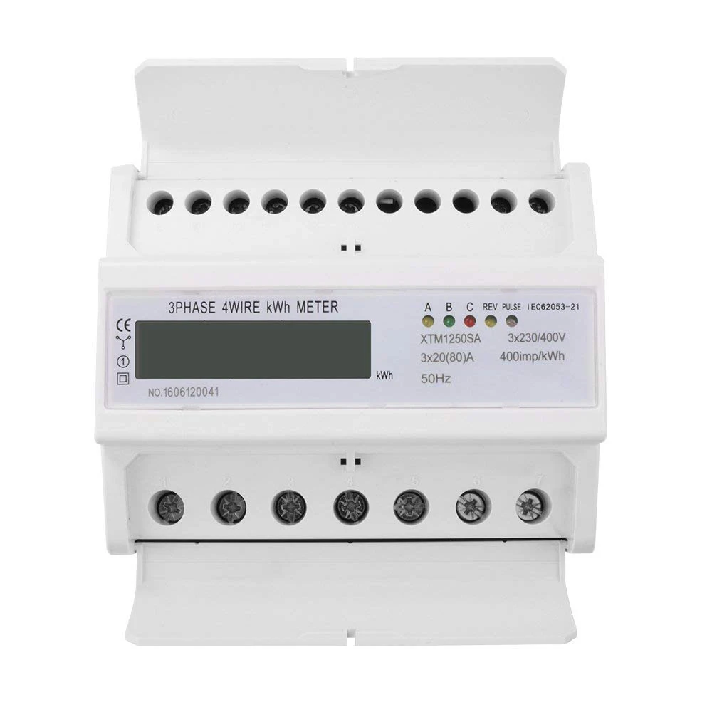 7-значный ЖК-дисплей кВт/ч счетчик энергии 3x20 мм(80) 3x230/400V 50HZ Трехфазный четыре провод Din Rail кВтч Ватт-час на din-рейку счетчик энергии AD263