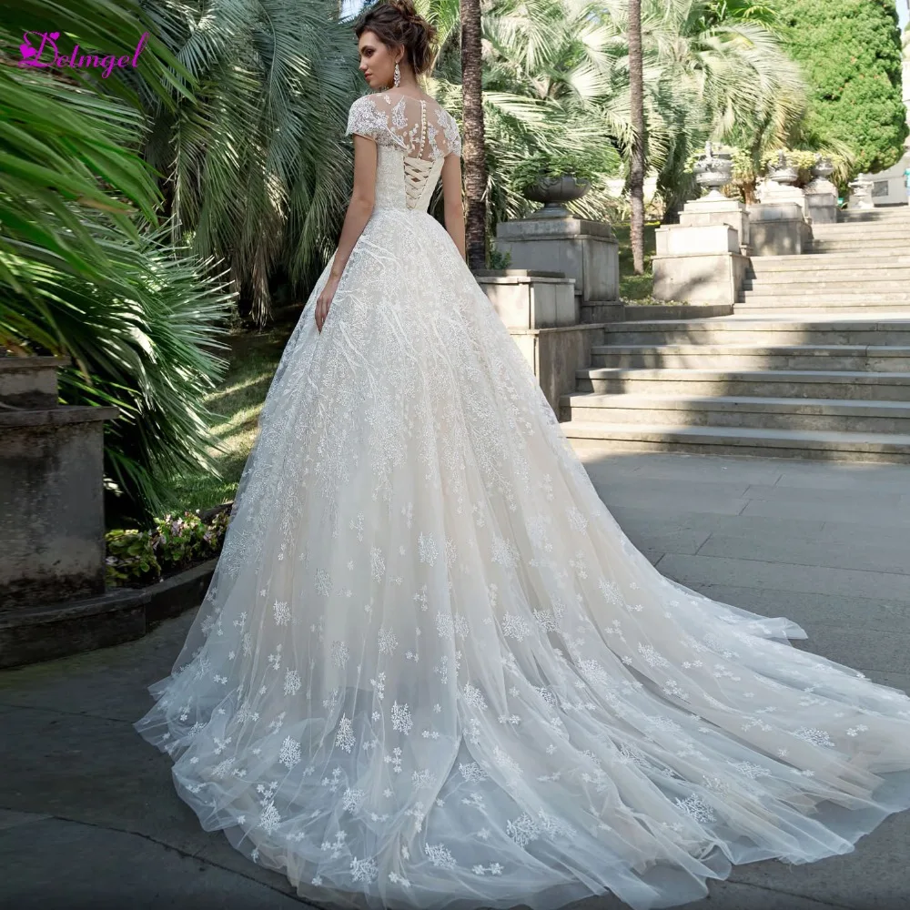 Платье для свадьбы Detmgel кружевное с О-образным вырезом и рукавами-крылышками 2019 |