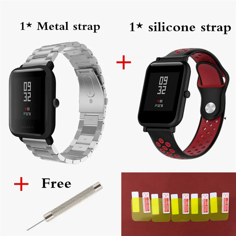 Silver 4 20 мм Металлический Стальной ремешок для Huami Amazfit Bip Lite samsung Galaxy watch Ременная Передача S2 S4 band Garmin Vivoactive 3 band - Цвет: Silver 4