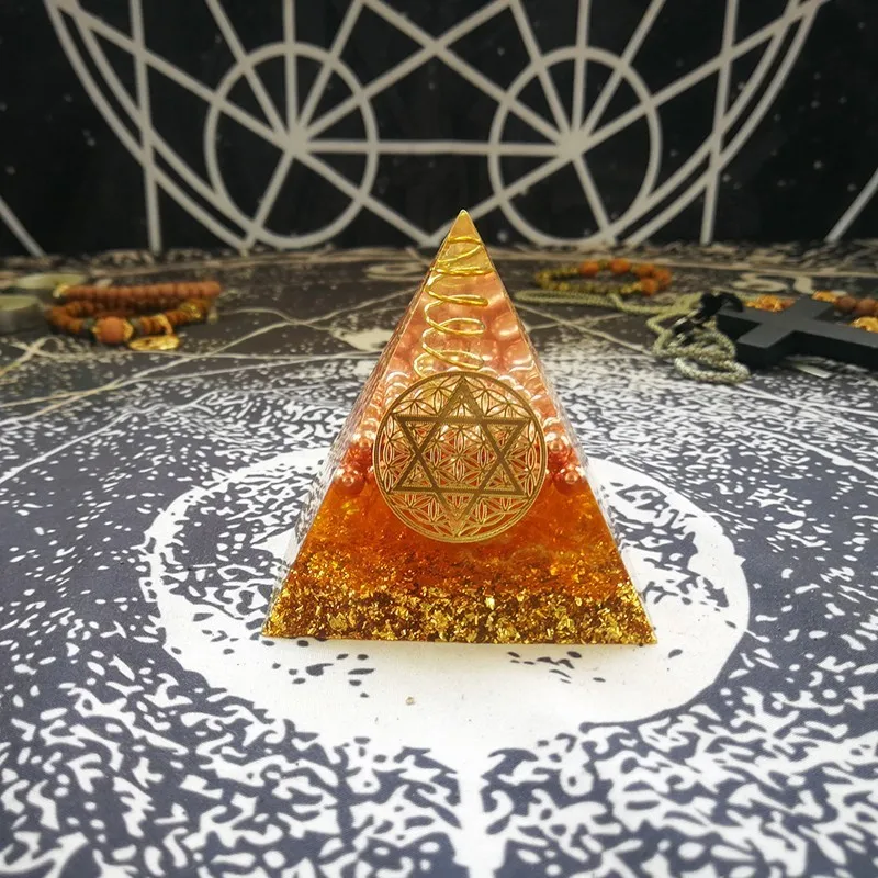 Orgonite Pyramid Furnishing Articles Gabriel Maripura Chakra Increase Willpower Resin Pyramid Smart Jewelry Decoration