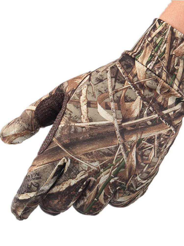 RT Camo Новые уличные бионические камуфляжные перчатки, охотничьи камышовые камуфляжные перчатки, противоскользящие перчатки для рыбалки, стрельбы, эластичные перчатки с сенсорным экраном - Цвет: RT Camo