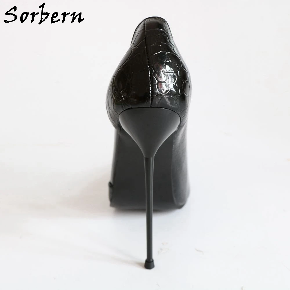 Женские туфли лодочки на высоком каблуке Sorbern черные 14 см с острым носком zapatos mujer