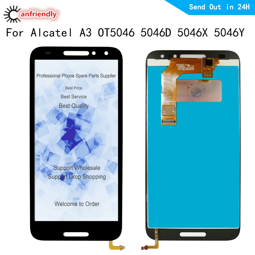 Pantalla LCD de 5,0 pulgadas para tel&eacute;fono m&oacute;vil, montaje de digitalizador con sensor de pantalla t&aacute;ctil, calidad AAA, para modelo A3, OT5046, OT-5046D, 5046X, 5046Y-0