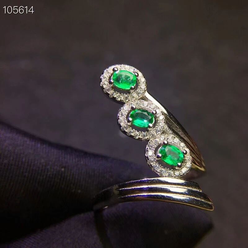 

KJJEAXCMY fine jewelry 925 pure silver inlaid natural and emerald ladies rings support test