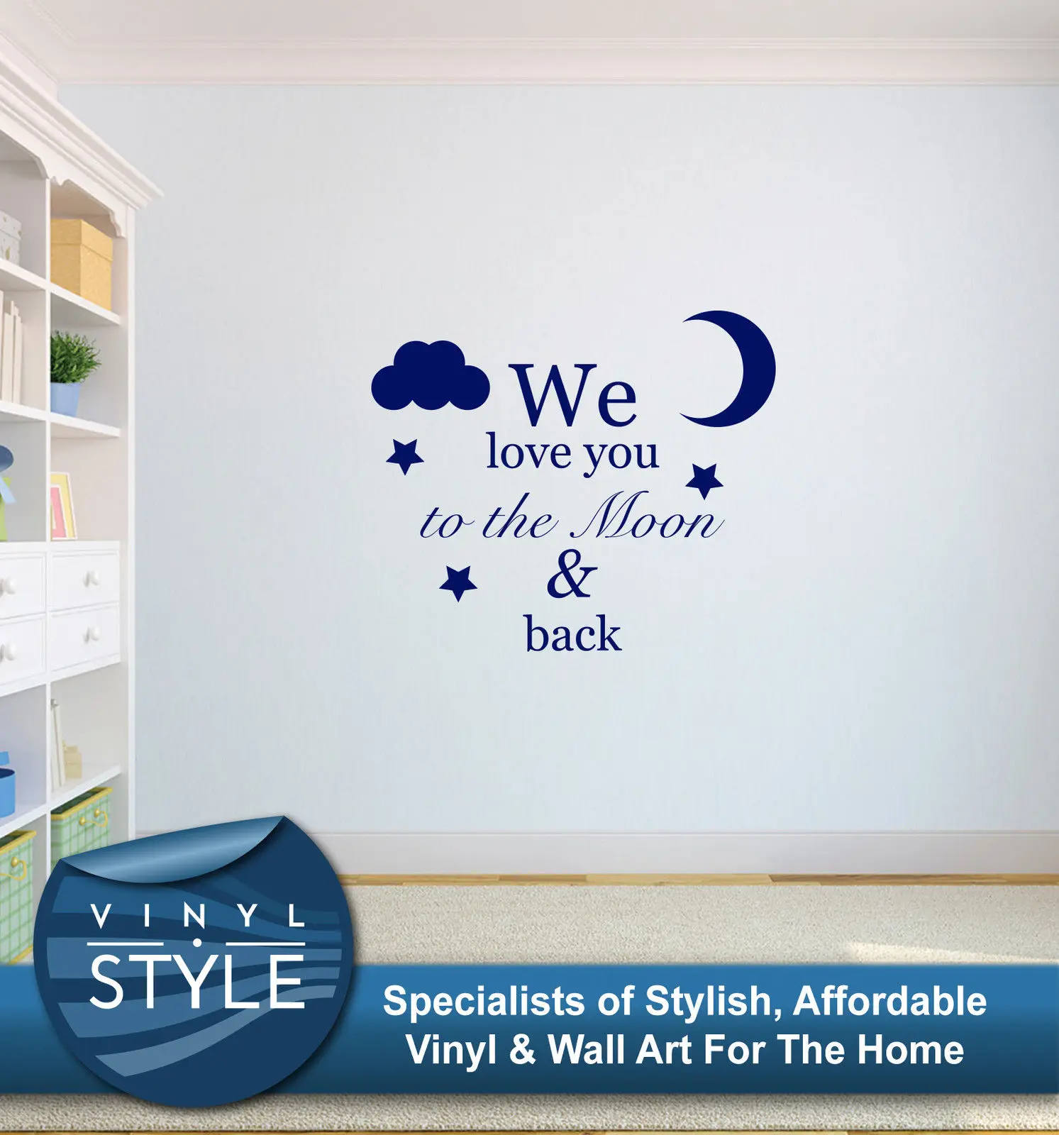 

Q041 WE LOVE YOU TO THE MOON AND BACK KIDS BEDROOM WALL ART STICKER FREE SHIPPING