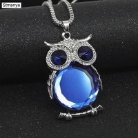 hot women fashion cute retro pendant necklace crystal owl long necklace party gift jewelrty n1096