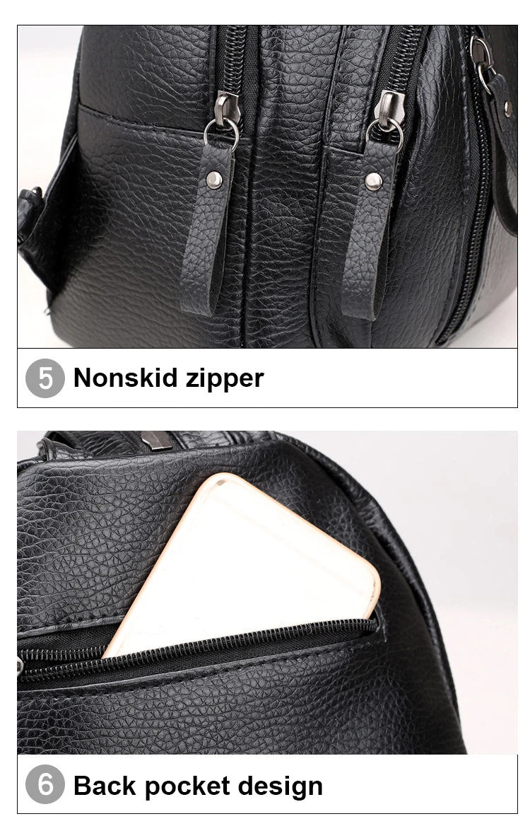 Женский рюкзак mochila mujer, кожаный маленький рюкзак, подростковые черные рюкзаки, Многофункциональный школьный рюкзак, повседневный рюкзак