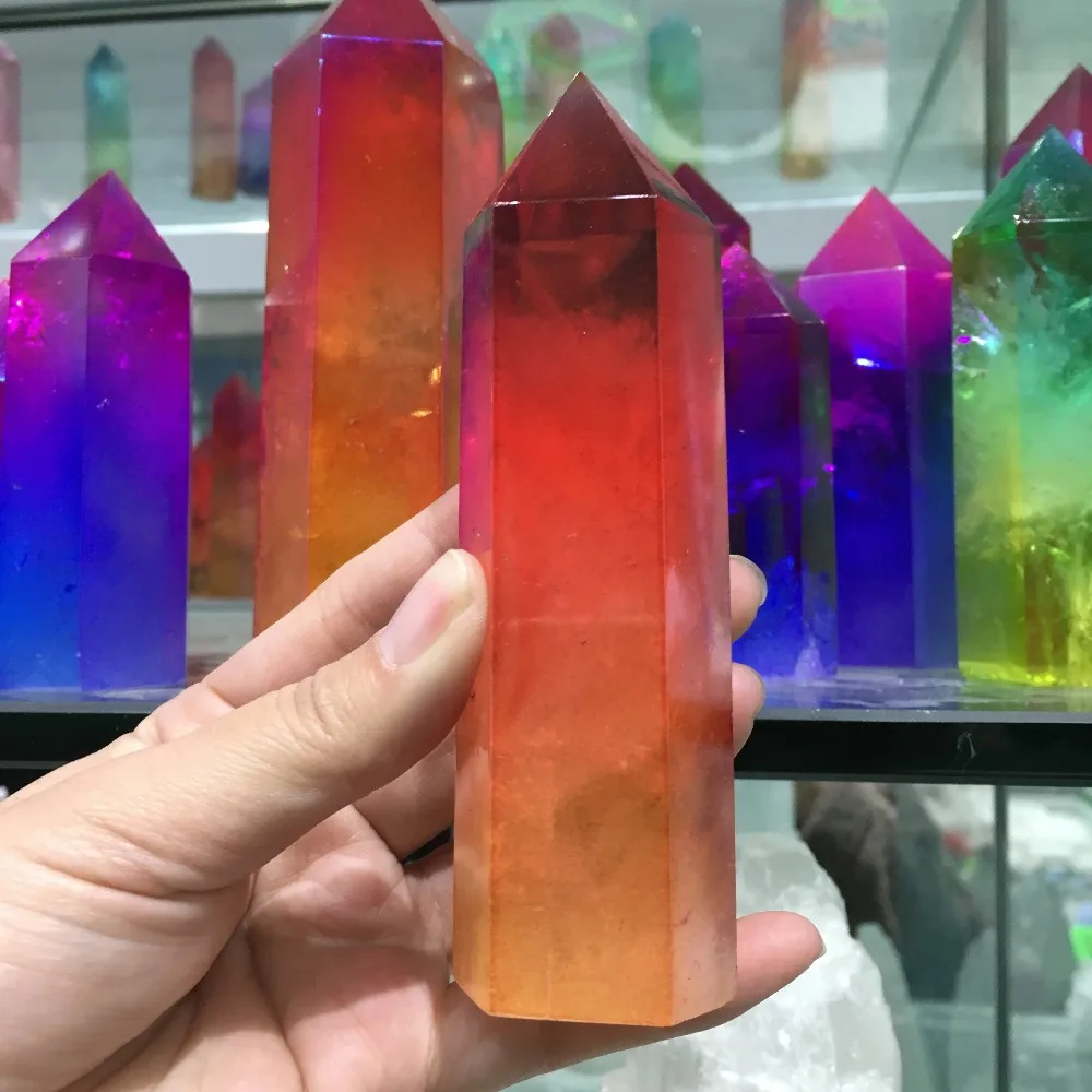 Ангел Аура титановый кварц смешанные цвета Стразы Гальваническое