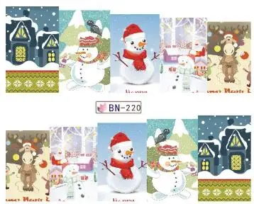 2017 Рождественский дизайн наклейки для ногтей Снеговик Переводные ногти фольга