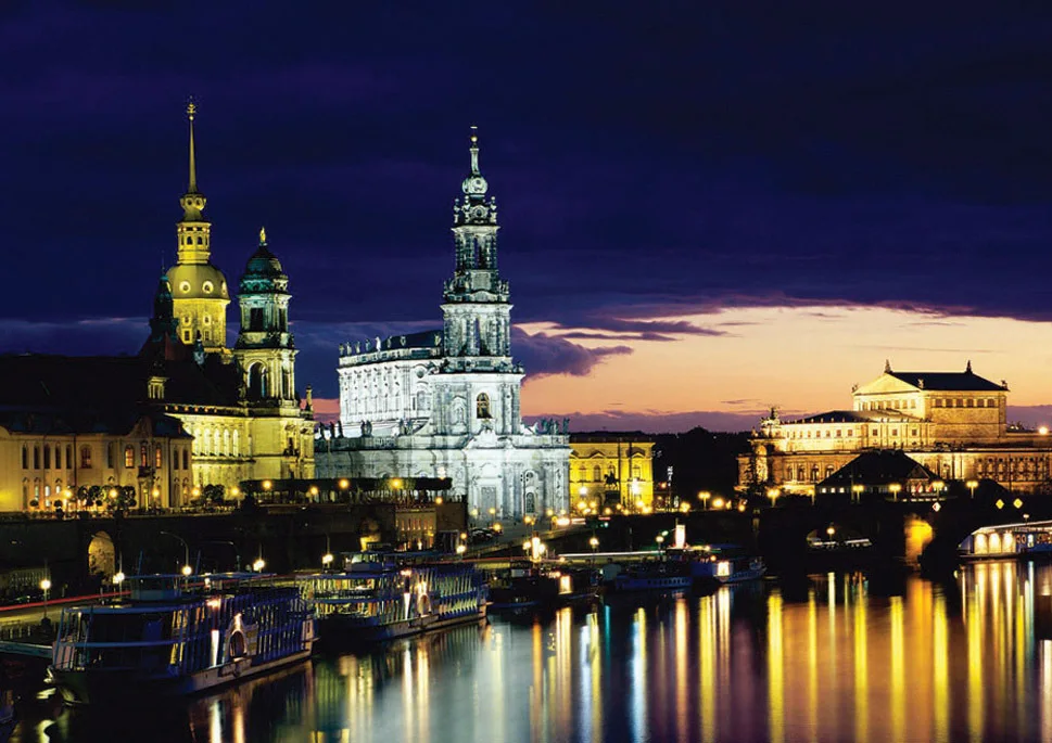 Металлические завернутые магниты SOUVEMAG Германия Дрезден ночью пейзаж