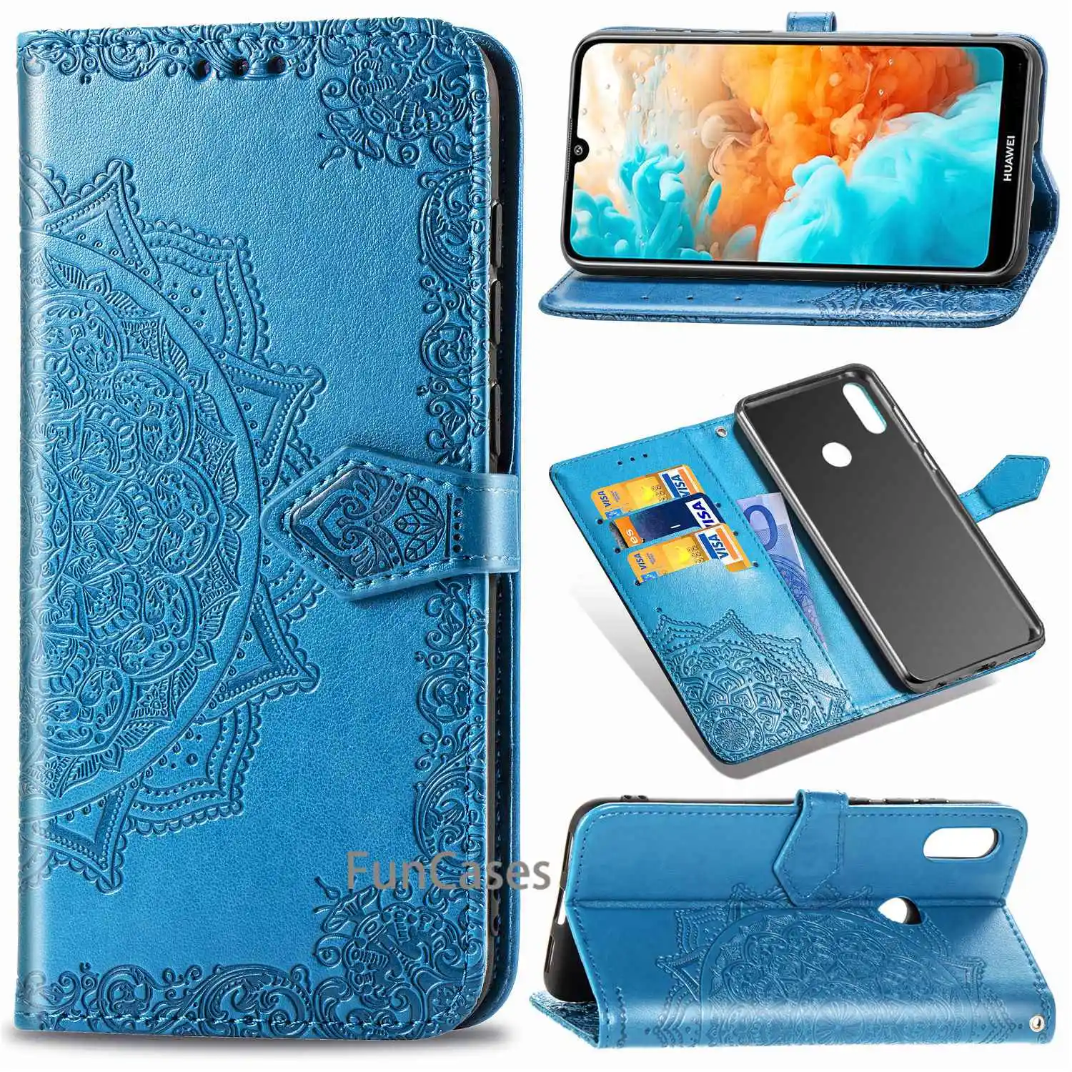 СПС huawei y6 2019 чехол Y6 кожаный для MRD-LX1 MRD-LX1F Y 6 Чехол-книжка телефона с кошельком и