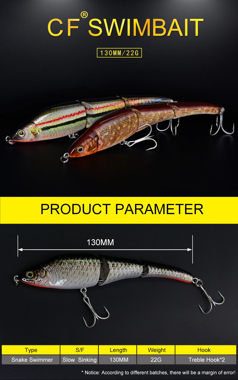 130 мм 22 г медленное погружение шарнирная приманка Swimbait 3 Сегменты Jerkbait приманка для рыбалки карандаш снасти