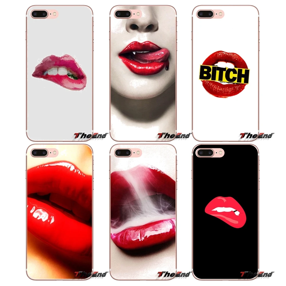 Чехлы для сотового телефона сексуальные красные губы классные iPhone X 4 4S 5 5S 5C SE 6 6S 7 8
