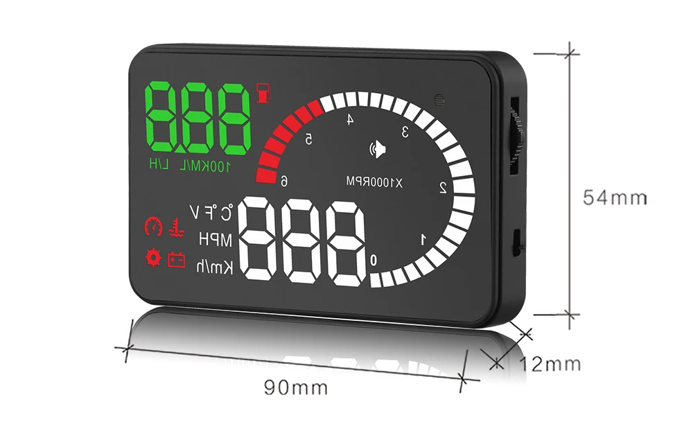 Новый автомобильный спидометры X6 3 &quotOBD2 HUD GPS MPH / KMH Предупреждение о превышении