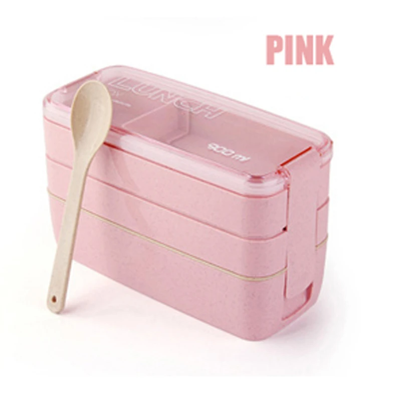 Pink ACEBON японская микроволновая печь Ланч-бокс для детей школы Эко-дружественных BPA бесплатно Пшеничная солома Bento box кухня пластиковый контейнер для еды - Цвет: Pink