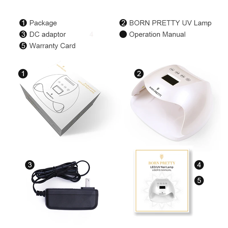 Сушилка для ногтей BORN PRETTY, СВЕТОДИОДНЫЙ УФ-светильник для ногтей, USB лампа для маникюра, ЖК-дисплей, сушка, Гель-лак для ногтей, инструмент для дизайна ногтей