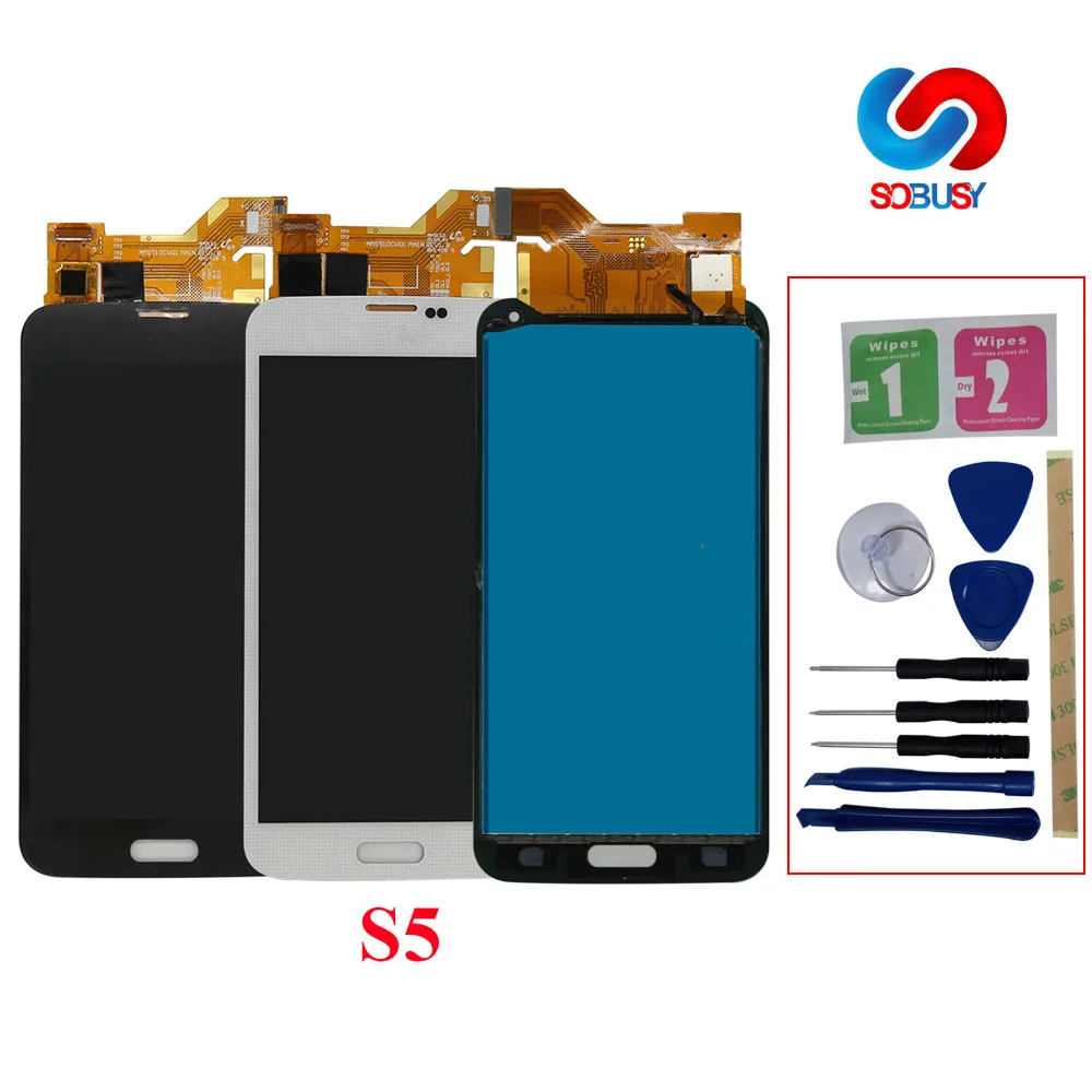 Высокий ЖК дисплей для Samsung S5 I9600 SM G900 G900A G900F G900P G900T кодирующий преобразователь