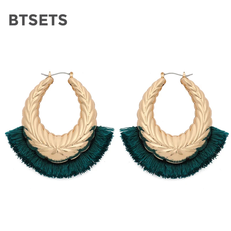 Модные желтые серьги с кисточками Bijoux большие круглые кольца для женщин