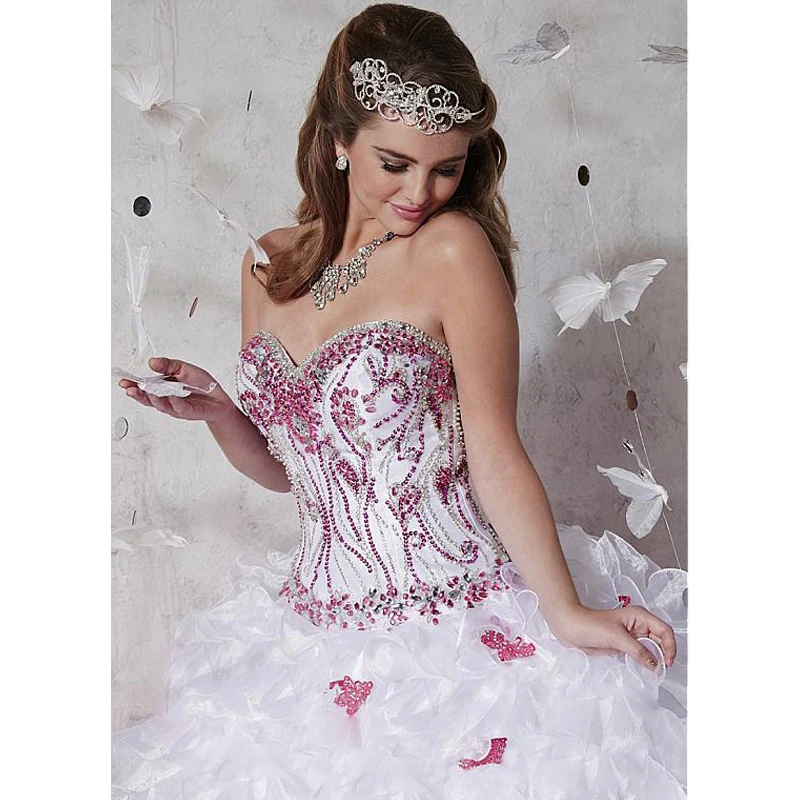 Ball Gown Quinceanera Dresses Sweetheart Neckline Off The Shoulder Sleeveless Beading Ruffles 2016 | Свадьбы и торжества