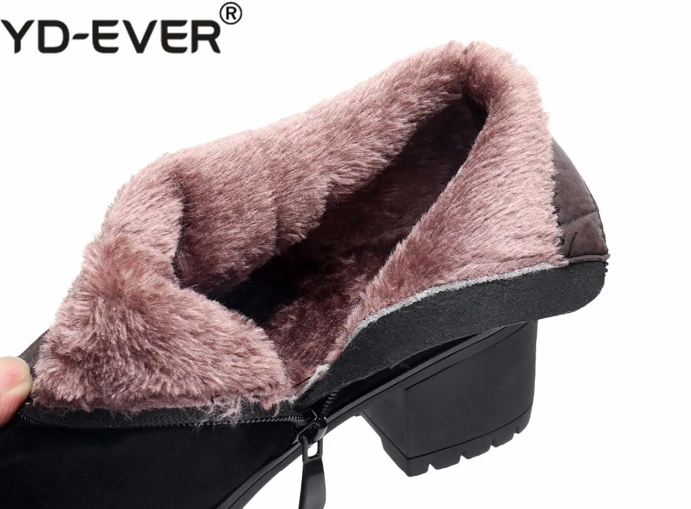 Женские ботильоны на платформе зимняя обувь из коровьей замши с круглым носком