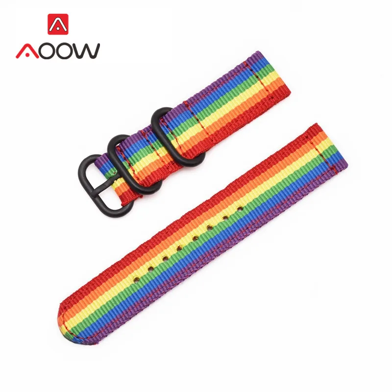 Rainbow b Тканый нейлоновый ремешок Nato 18 мм 20 мм 22 мм 24 мм для samsung Galaxy Watch Active 42 мм 46 мм Amazfit сменный Браслет из ткани - Цвет ремешка: Rainbow b