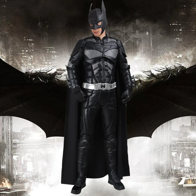 Бэтмен Косплэй Костюм Брюс Уэйн накидка The Dark Knight Rises PU Костюмы супергероя Наряд
