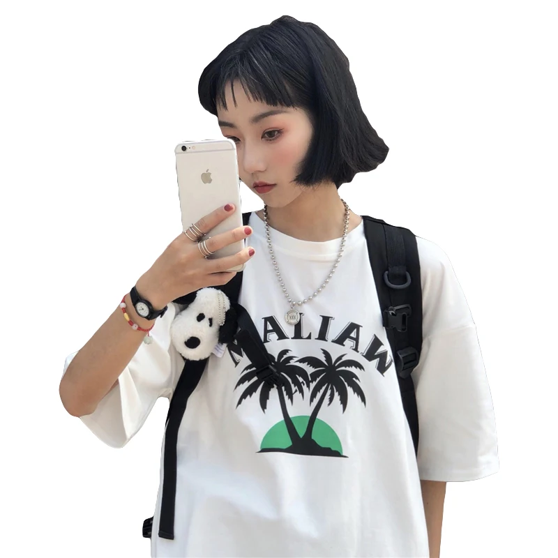 YouGeMan Модная белая футболка Femme 2019 летние женские топы корейский стиль Ulzzang Harajuku
