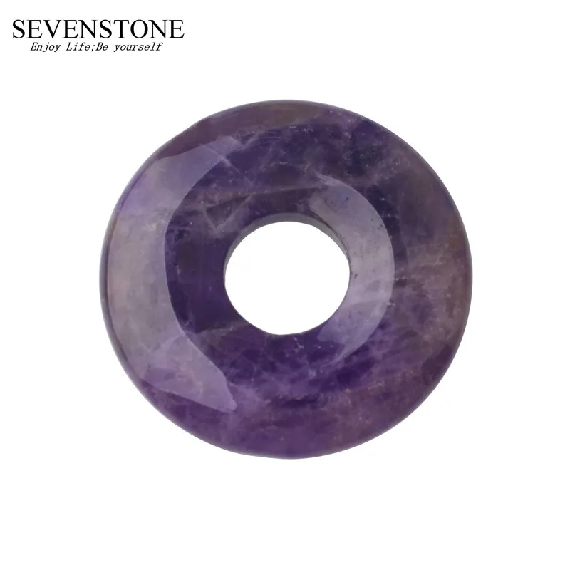 SEVENSTONE натуральный камень 40 мм кварц Пряжка пончик монета рейки исцеляющий кулон ожерелье подвески для мужчин Исцеление подвеска Рэйки для женщин