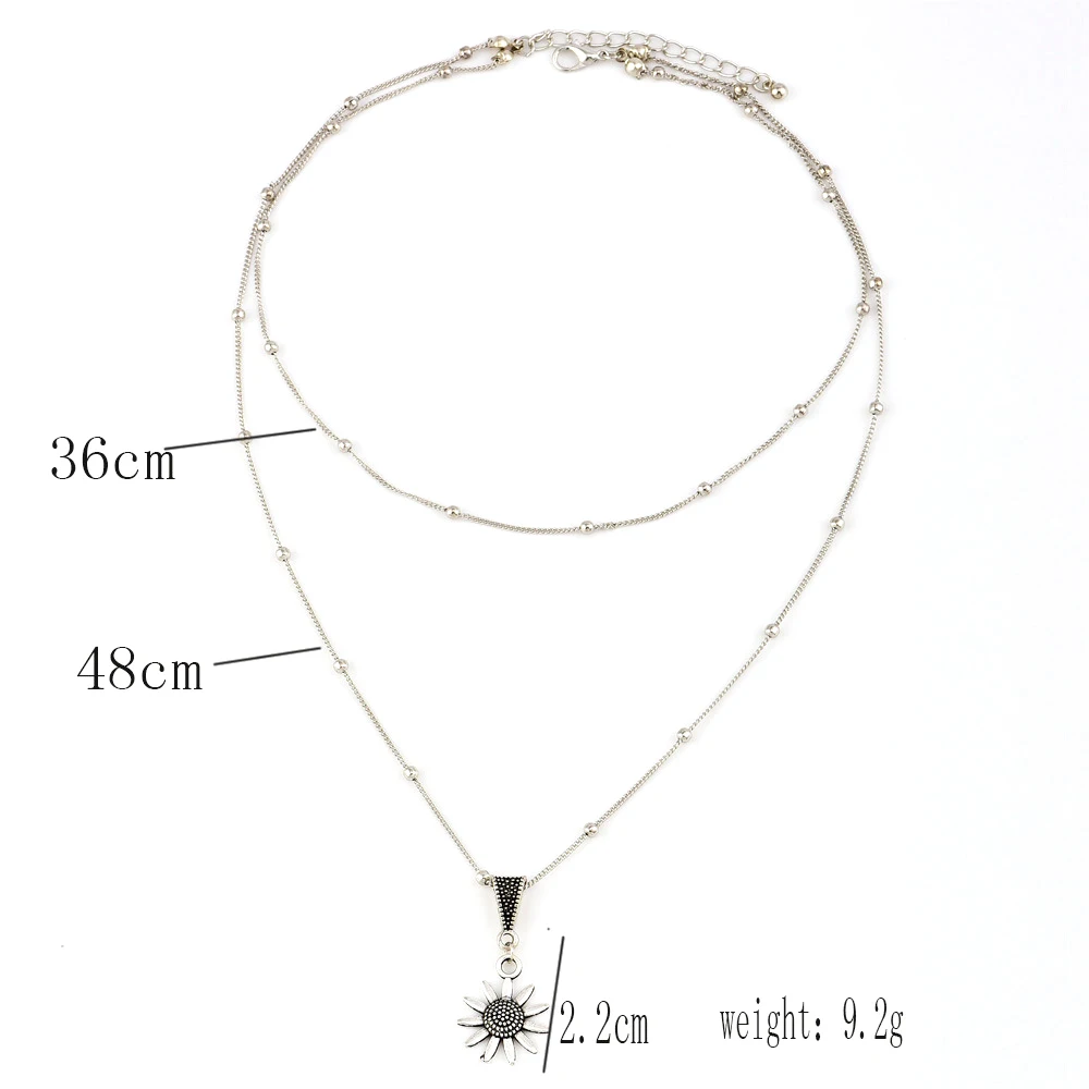 2 шт./компл. простые женские ожерелье подсолнечника бисером многослойное