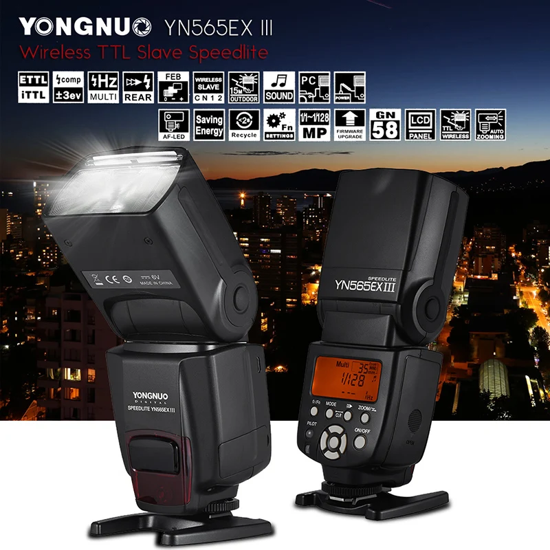 Светодиодная лампа для видеосъемки YONGNUO YN565EX III ttl Вспышка Speedlite Canon 60D 550D 600D 7D DSLR