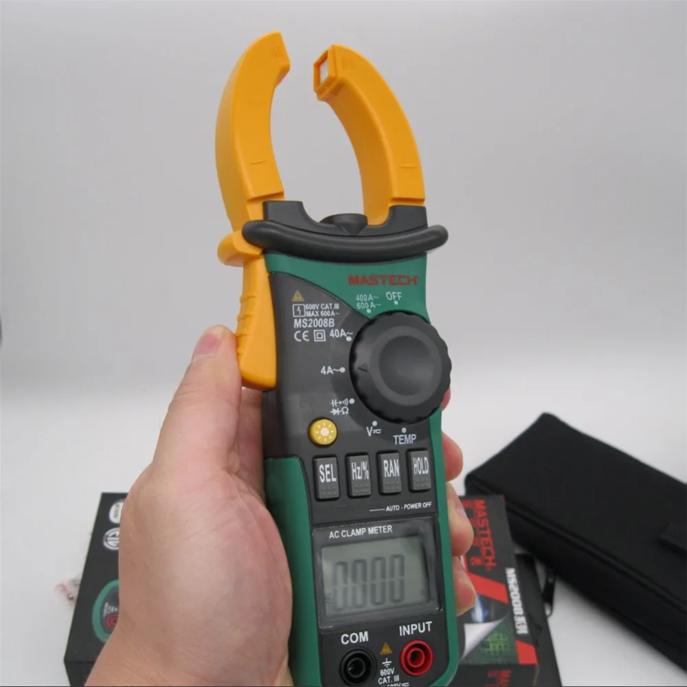 MASTECH MS2008B цифровой мультиметр Ампер клещи токовые клещи переменного тока, постоянный ток переменного тока AC/DC Напряжение конденсатор с алюминиевой крышкой, прибор для измерения сопротивления