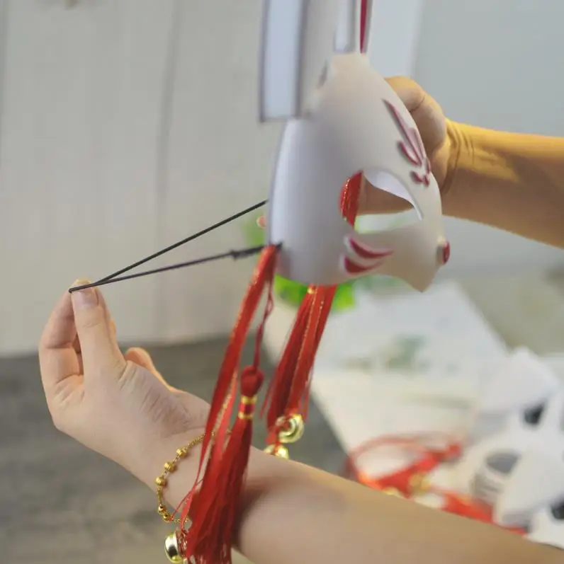 Женская полумаска кролика маска ручной росписи в японском стиле Маскарадная