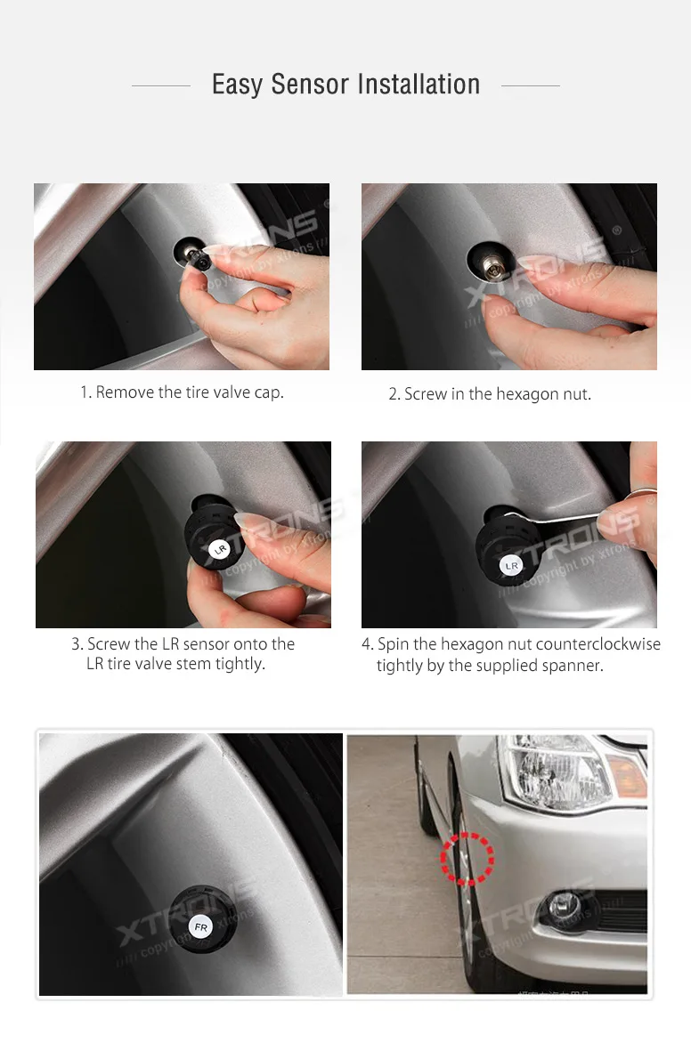 XTRONS TPMS01 Авто TPMS система контроля давления в шинах для Android единиц утечки шин Высокое и низкое давление